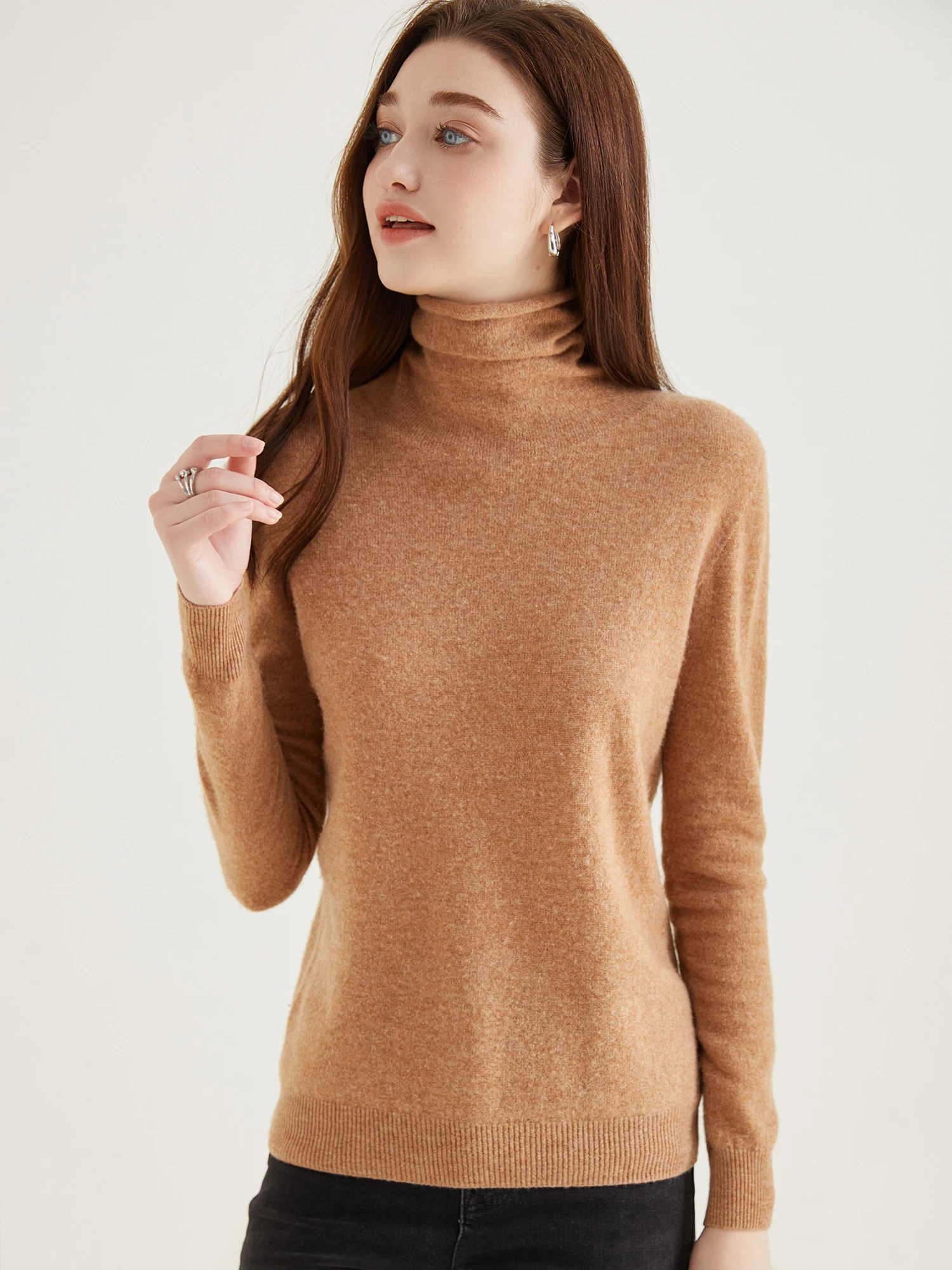 Turtleneck Sweater Woman Knitwears Tops 100% Merino Wool Long Sleeve Top Fashion Women Sweaters Vintage Knit Pullovers Clothing
