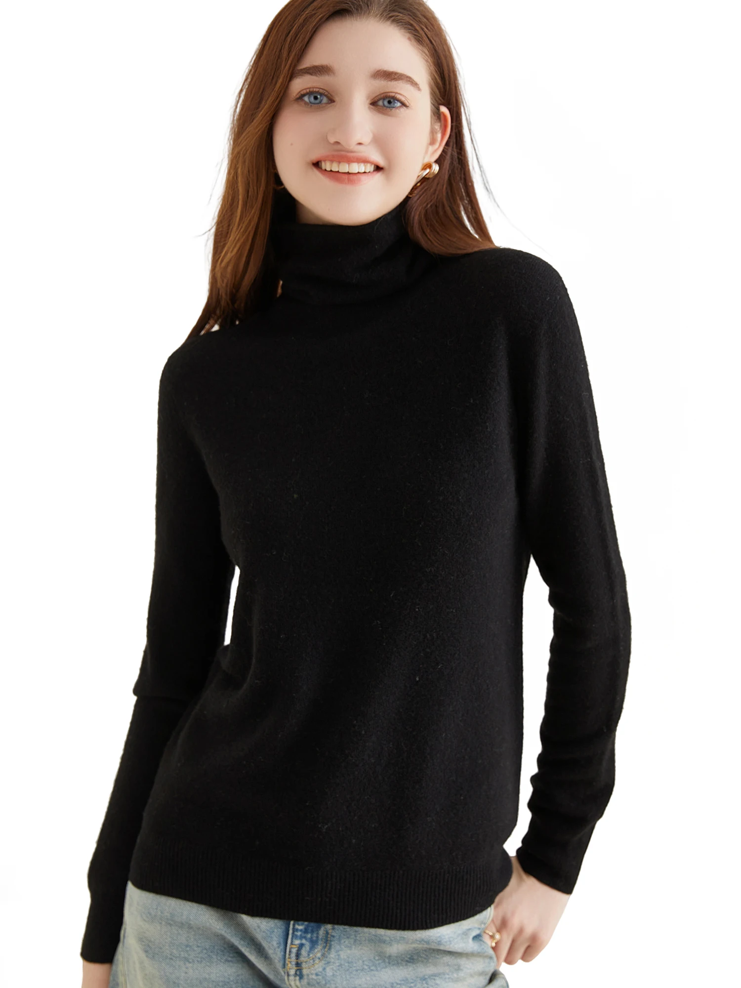 Turtleneck Sweater Woman Knitwears Tops 100% Merino Wool Long Sleeve Top Fashion Women Sweaters Vintage Knit Pullovers Clothing
