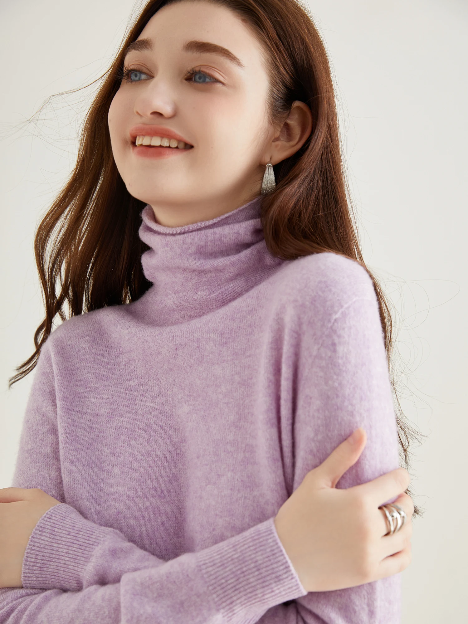 Turtleneck Sweater Woman Knitwears Tops 100% Merino Wool Long Sleeve Top Fashion Women Sweaters Vintage Knit Pullovers Clothing