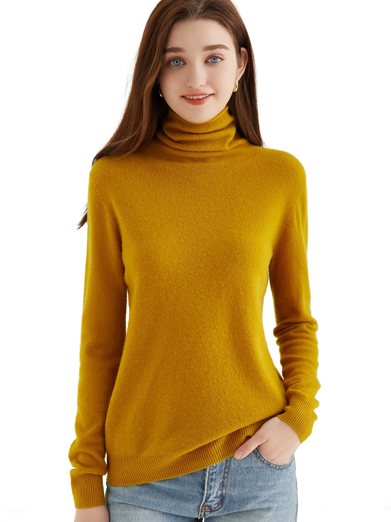 Turtleneck Sweater Woman Knitwears Tops 100% Merino Wool Long Sleeve Top Fashion Women Sweaters Vintage Knit Pullovers Clothing