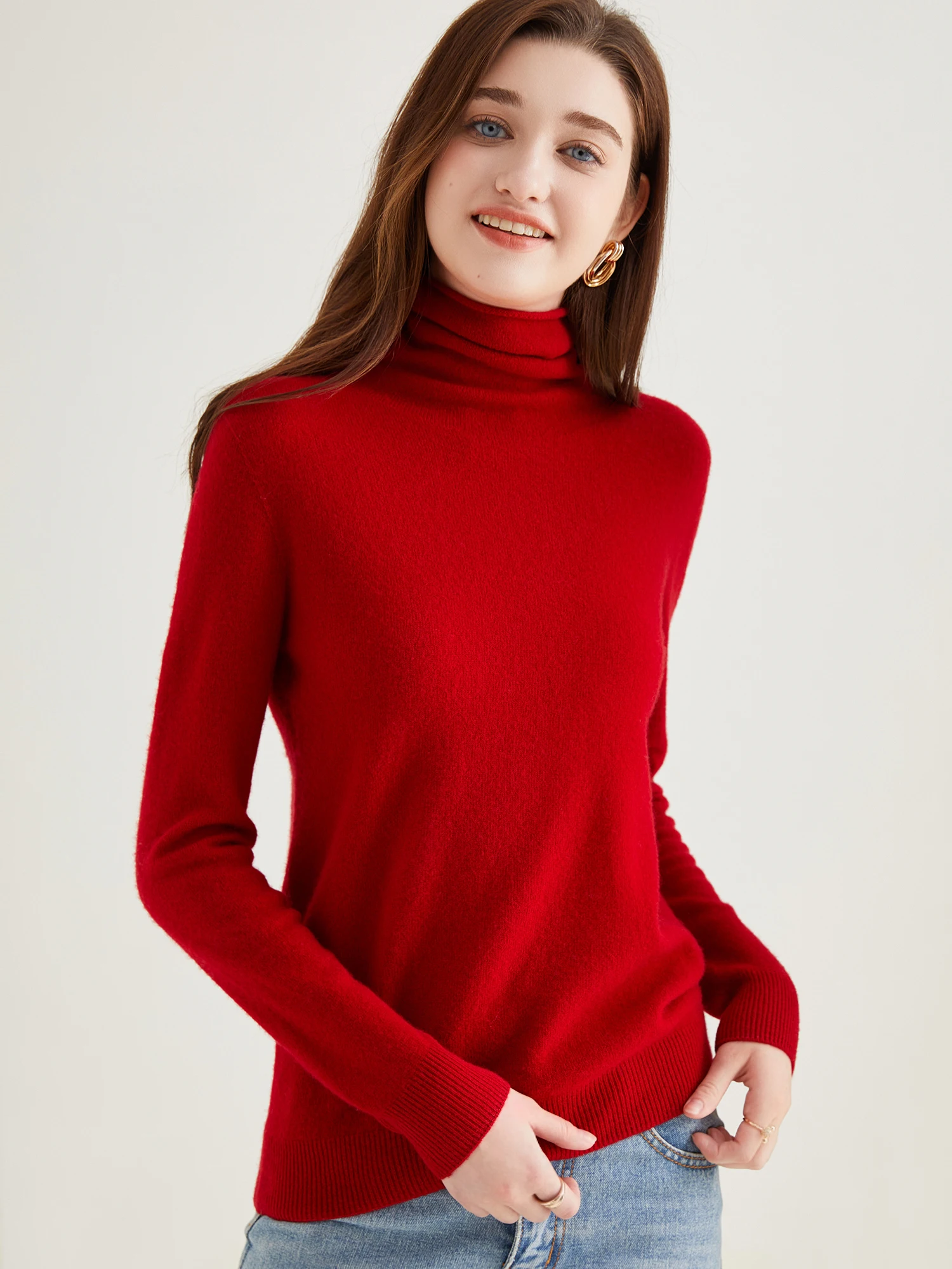Turtleneck Sweater Woman Knitwears Tops 100% Merino Wool Long Sleeve Top Fashion Women Sweaters Vintage Knit Pullovers Clothing