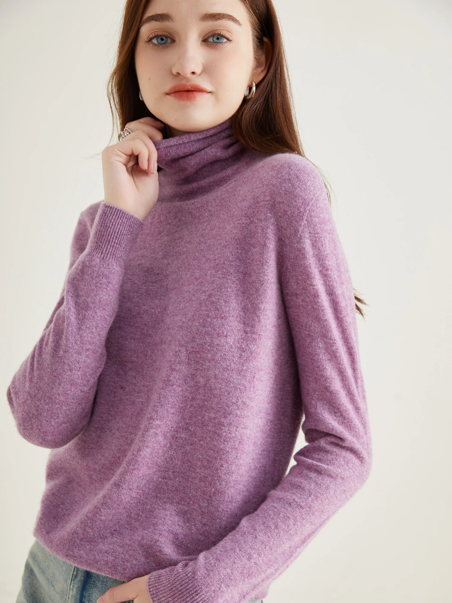 Turtleneck Sweater Woman Knitwears Tops 100% Merino Wool Long Sleeve Top Fashion Women Sweaters Vintage Knit Pullovers Clothing