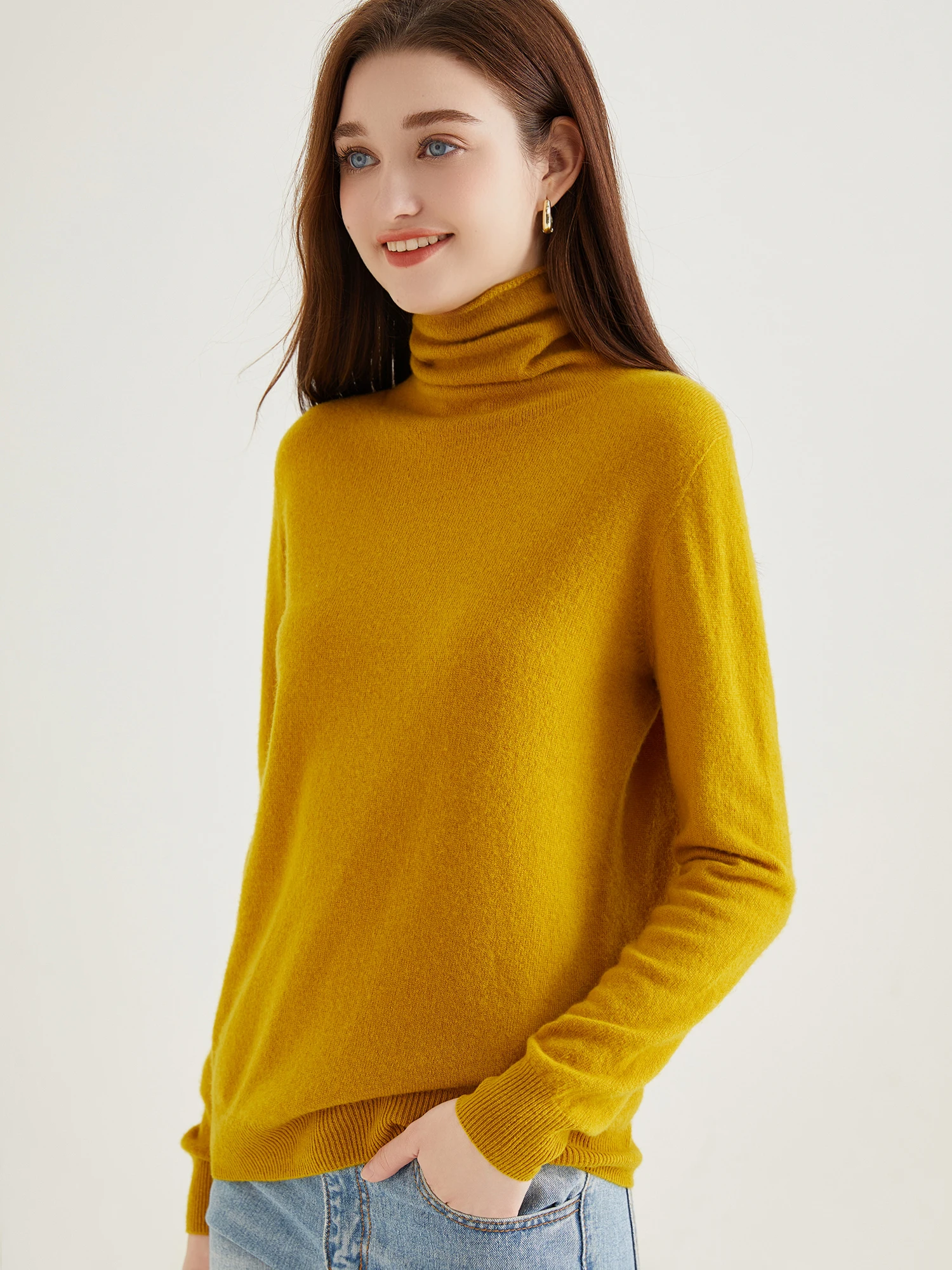 Turtleneck Sweater Woman Knitwears Tops 100% Merino Wool Long Sleeve Top Fashion Women Sweaters Vintage Knit Pullovers Clothing
