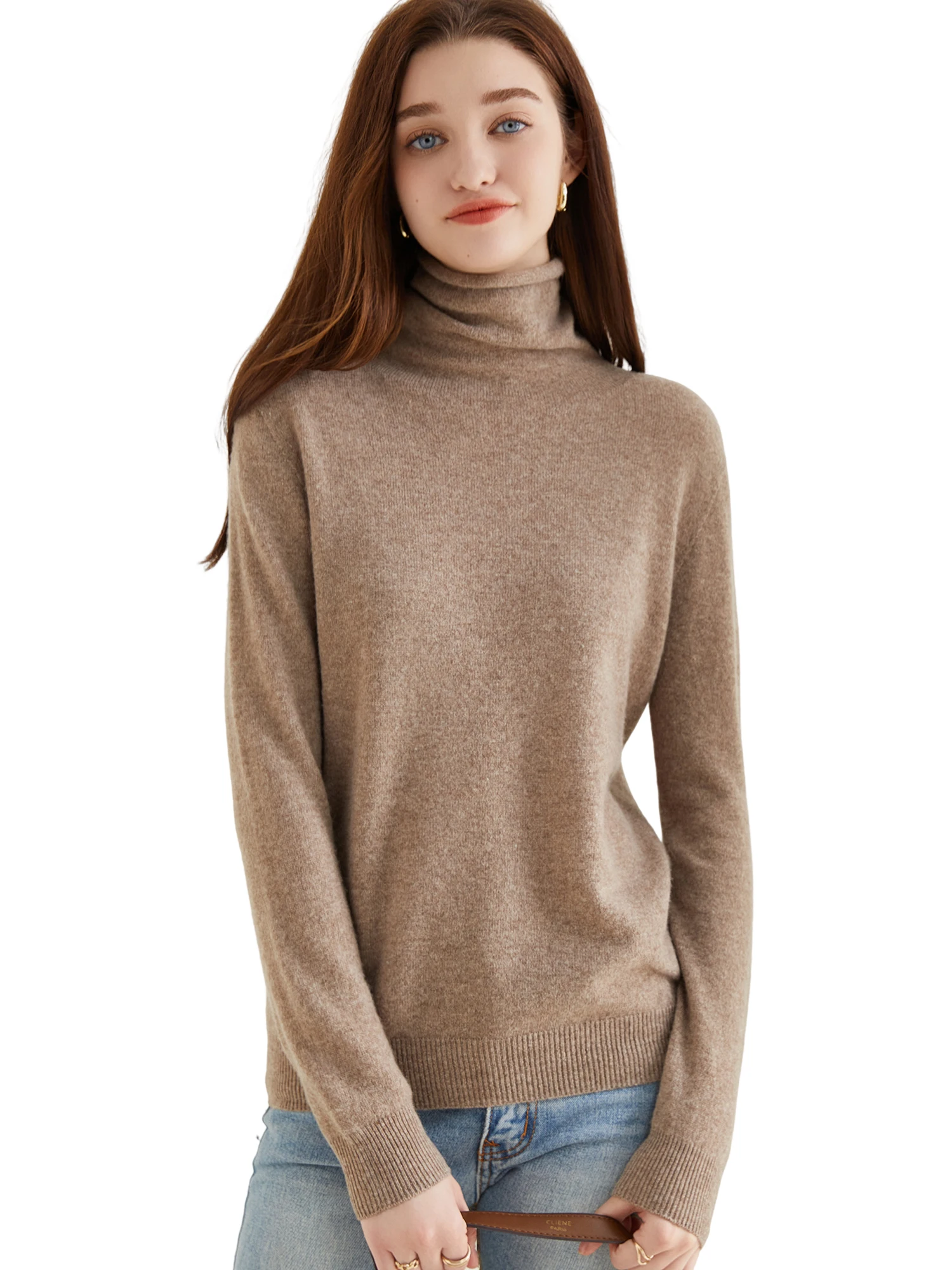 Turtleneck Sweater Woman Knitwears Tops 100% Merino Wool Long Sleeve Top Fashion Women Sweaters Vintage Knit Pullovers Clothing
