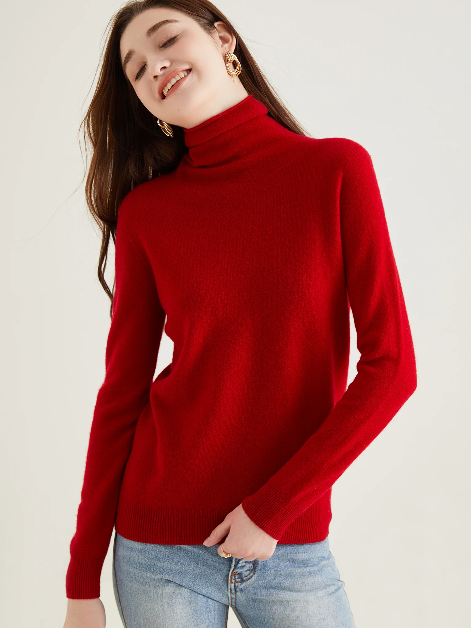 Turtleneck Sweater Woman Knitwears Tops 100% Merino Wool Long Sleeve Top Fashion Women Sweaters Vintage Knit Pullovers Clothing