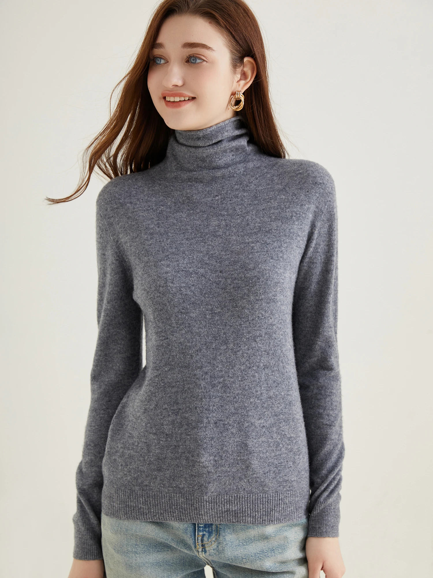 Turtleneck Sweater Woman Knitwears Tops 100% Merino Wool Long Sleeve Top Fashion Women Sweaters Vintage Knit Pullovers Clothing