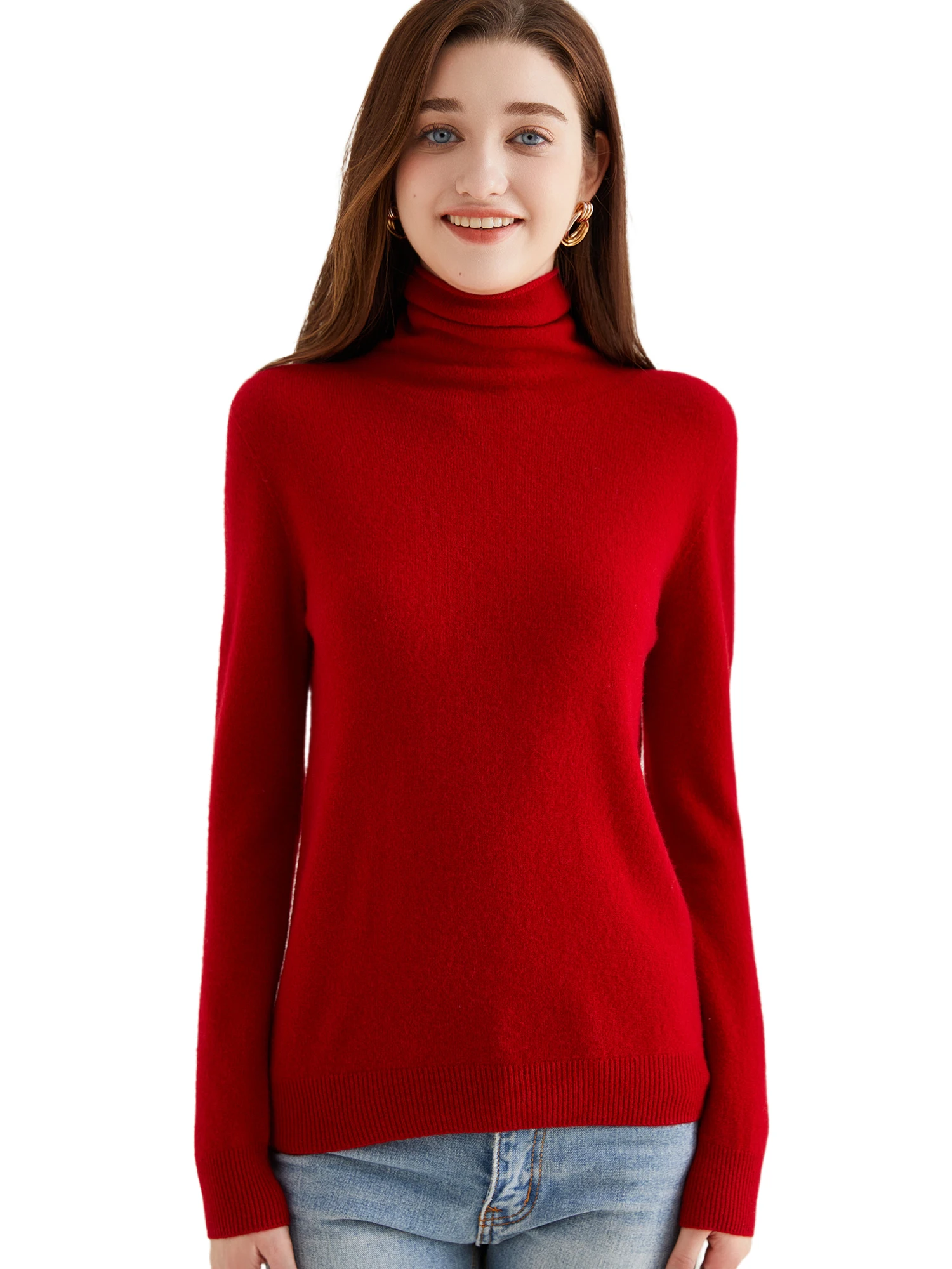 Turtleneck Sweater Woman Knitwears Tops 100% Merino Wool Long Sleeve Top Fashion Women Sweaters Vintage Knit Pullovers Clothing
