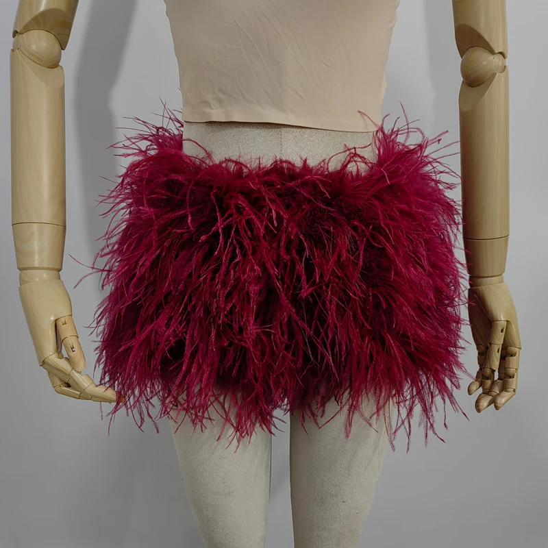 The Latest 100% Ostrich Feather Shorts Fashionable Sexy Comfortable Lace Fabric High Elasticity Suitable for Nightclubs Parties