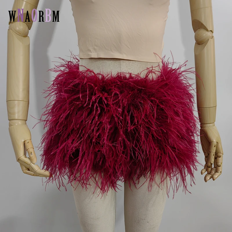 The Latest 100% Ostrich Feather Shorts Fashionable Sexy Comfortable Lace Fabric High Elasticity Suitable for Nightclubs Parties
