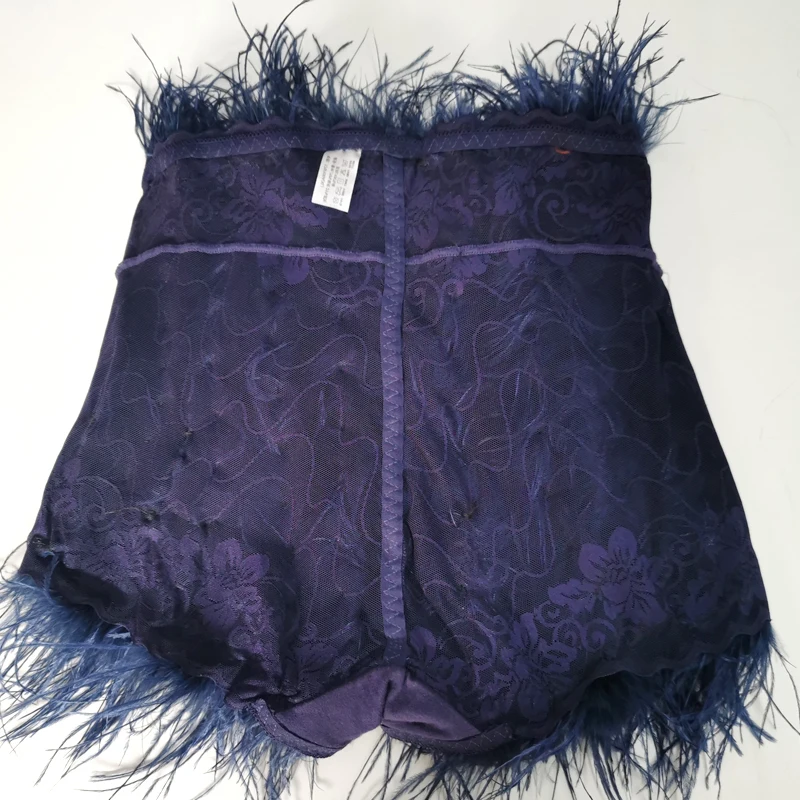 The Latest 100% Ostrich Feather Shorts Fashionable Sexy Comfortable Lace Fabric High Elasticity Suitable for Nightclubs Parties