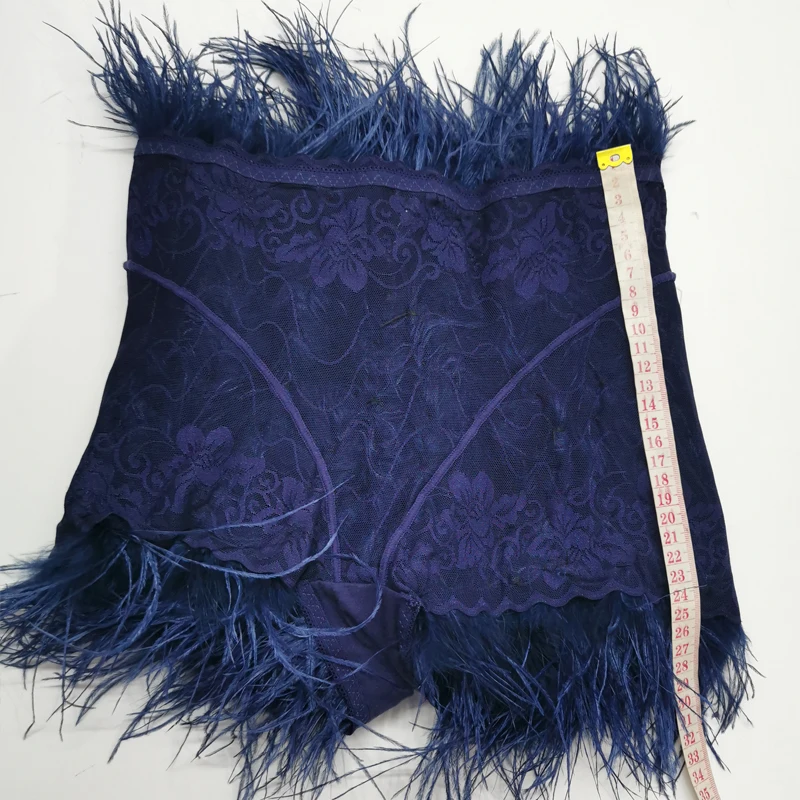 The Latest 100% Ostrich Feather Shorts Fashionable Sexy Comfortable Lace Fabric High Elasticity Suitable for Nightclubs Parties