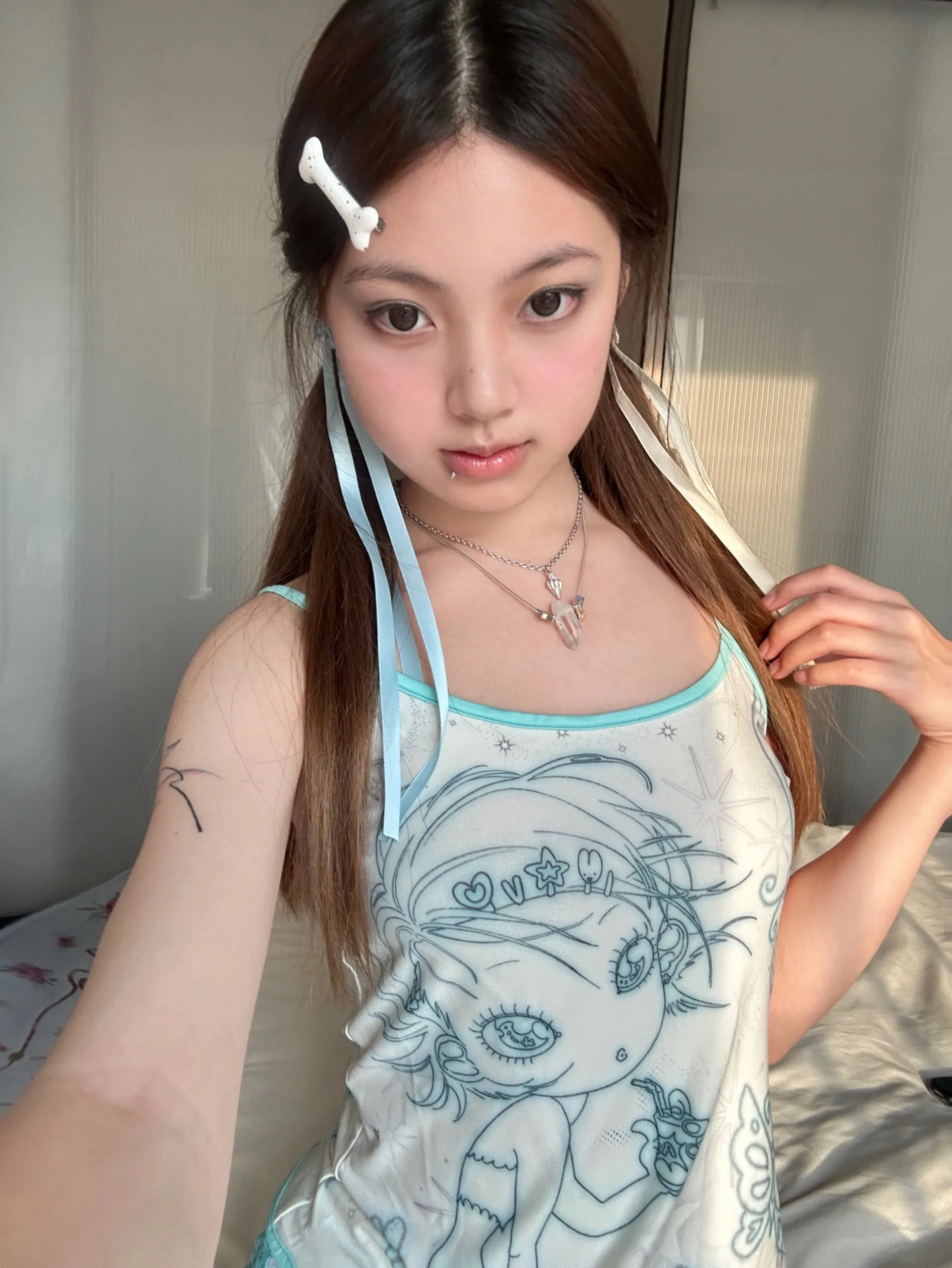 Karrram Y2k Aesthetics Cami Top Fairycore Anime Print Camisole 2000s Kawaii Crop Top Japanese Harajuku Tank Tops Grunge E-girls