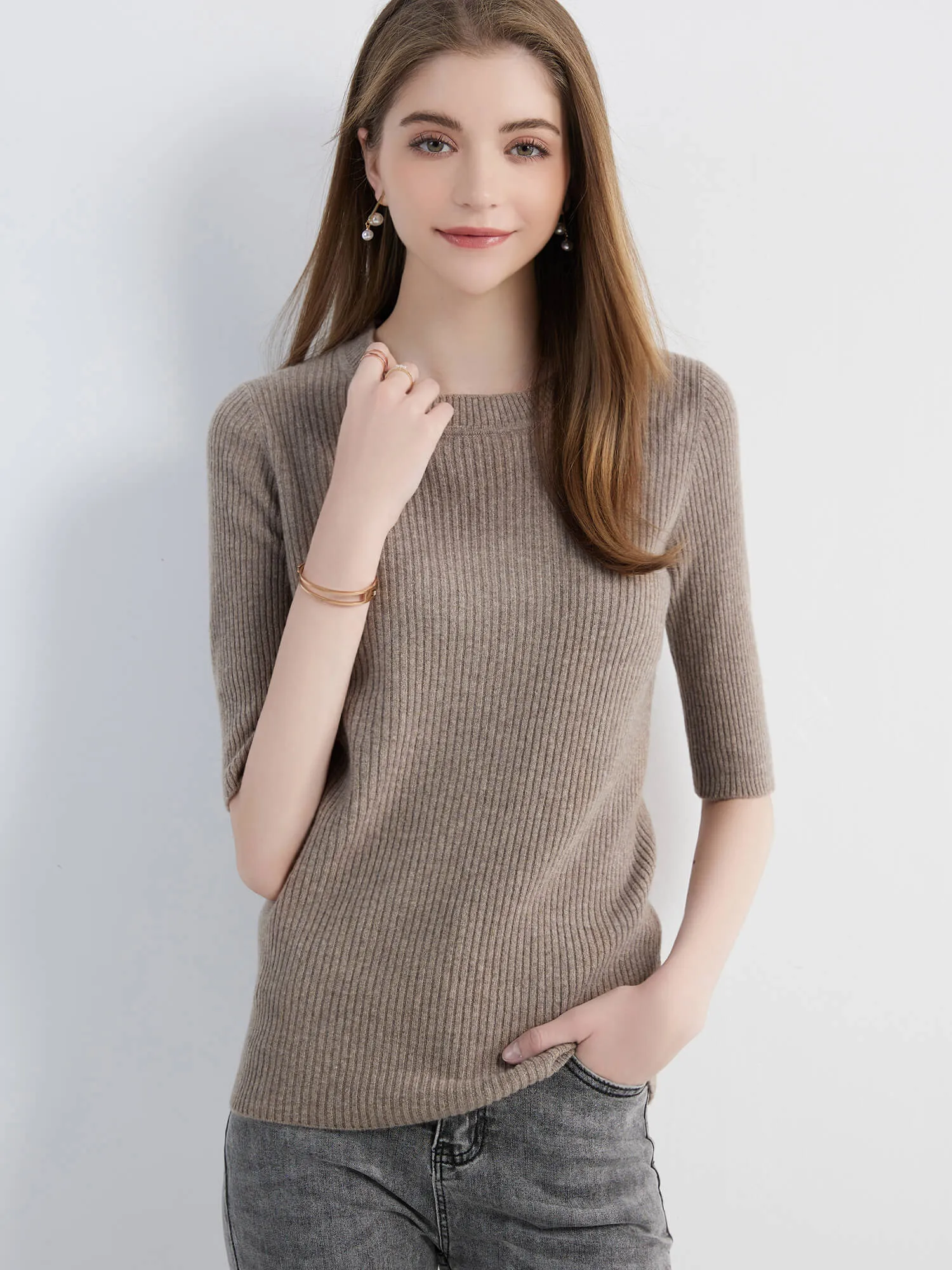 Women's Sweater Knitwears Tops 100% Pure Wool O-neck Short Sleeve Sweaters Pullover Jumper Knit Women Clothes Korean Fashion y2k