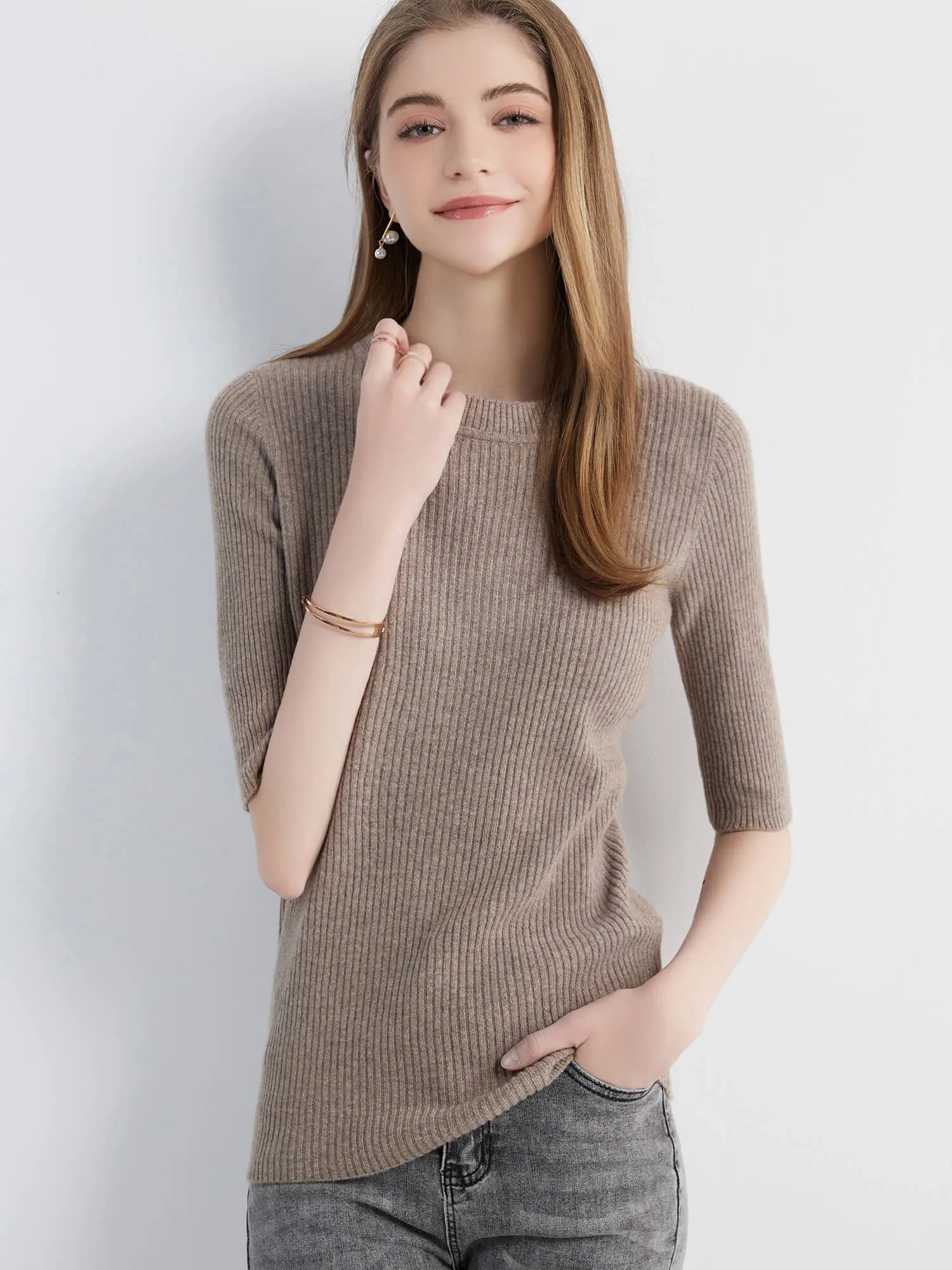 Women's Sweater Knitwears Tops 100% Pure Wool O-neck Short Sleeve Sweaters Pullover Jumper Knit Women Clothes Korean Fashion y2k