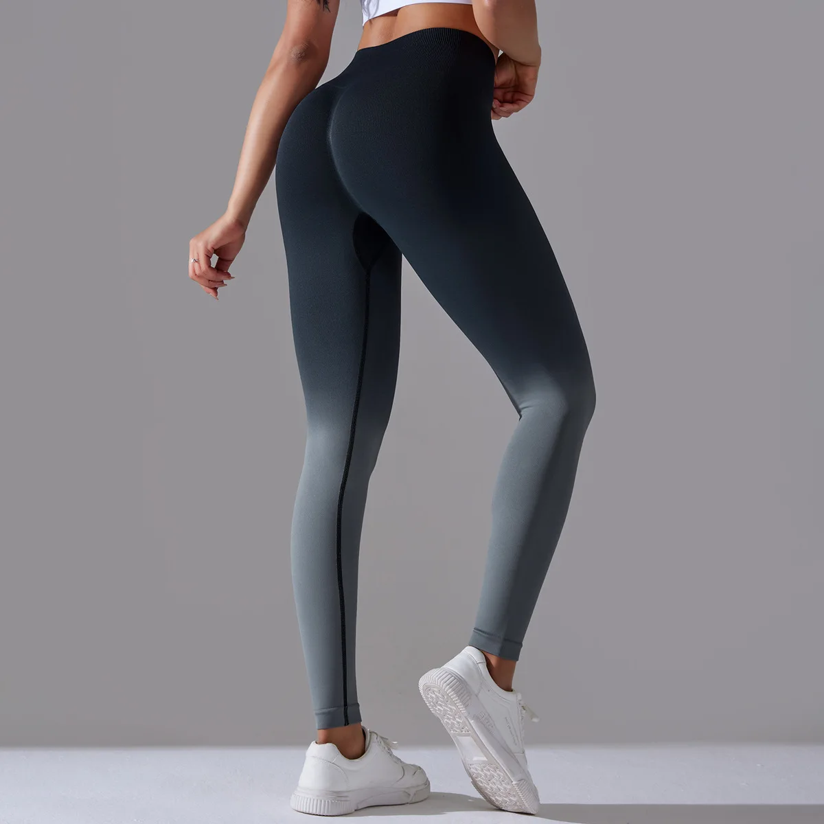 New Women Seamless Legging Gradient Color Scrunch Elastic Gym Leggins Outdoor Sports Training Workout Yoga Pants Nylon