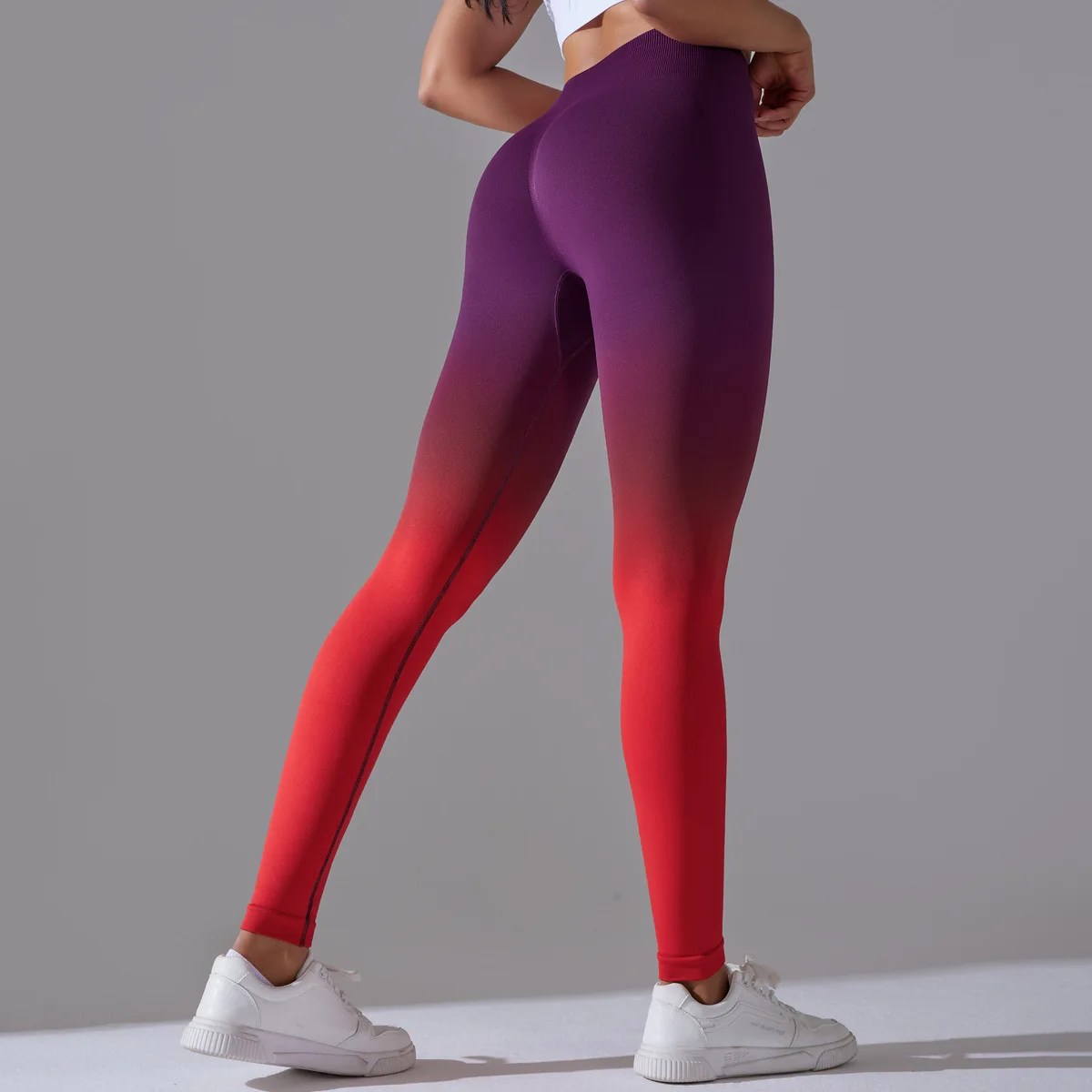 New Women Seamless Legging Gradient Color Scrunch Elastic Gym Leggins Outdoor Sports Training Workout Yoga Pants Nylon