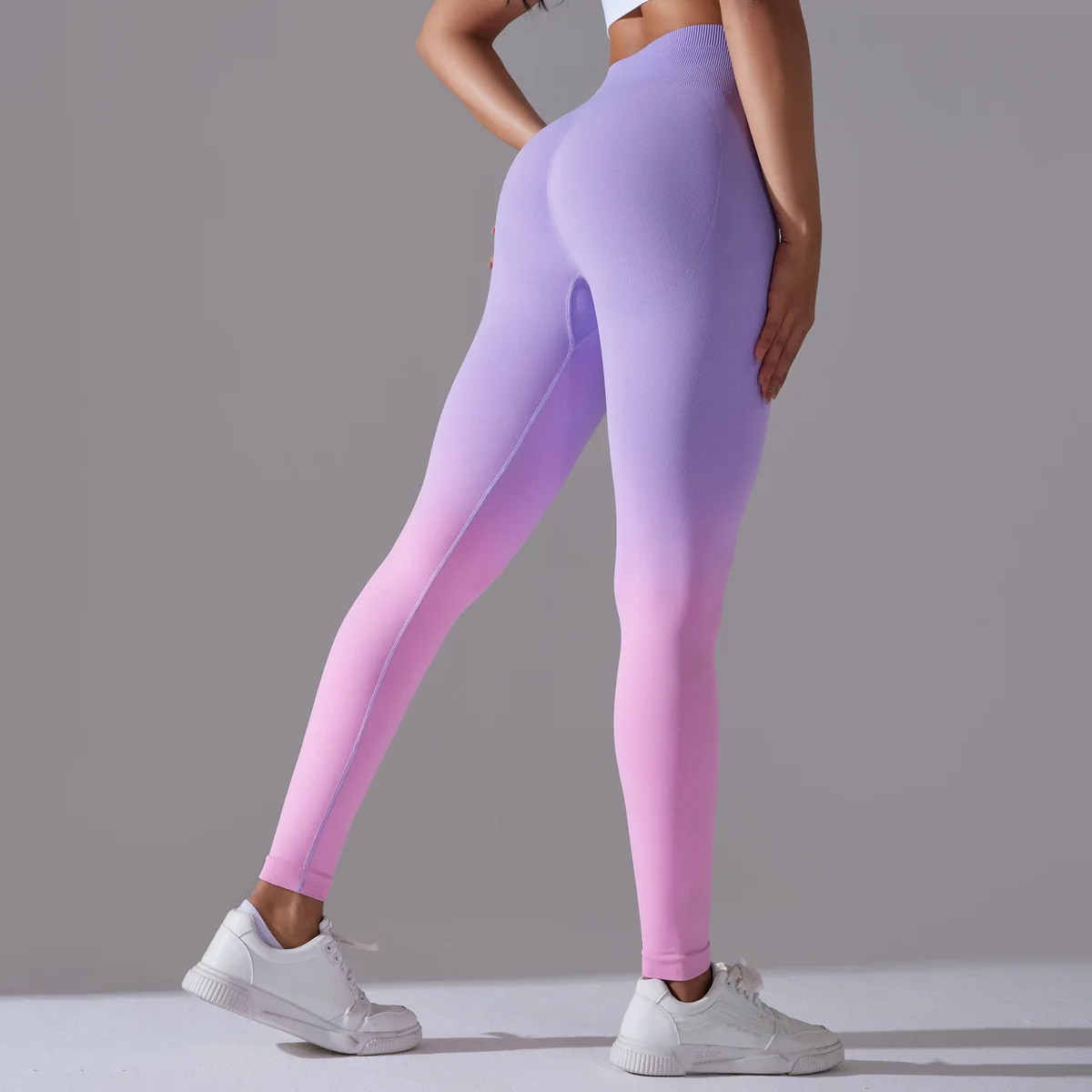 New Women Seamless Legging Gradient Color Scrunch Elastic Gym Leggins Outdoor Sports Training Workout Yoga Pants Nylon