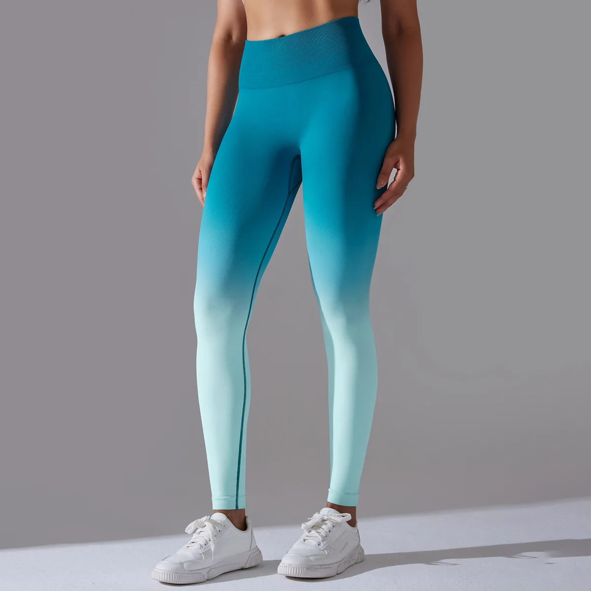 New Women Seamless Legging Gradient Color Scrunch Elastic Gym Leggins Outdoor Sports Training Workout Yoga Pants Nylon
