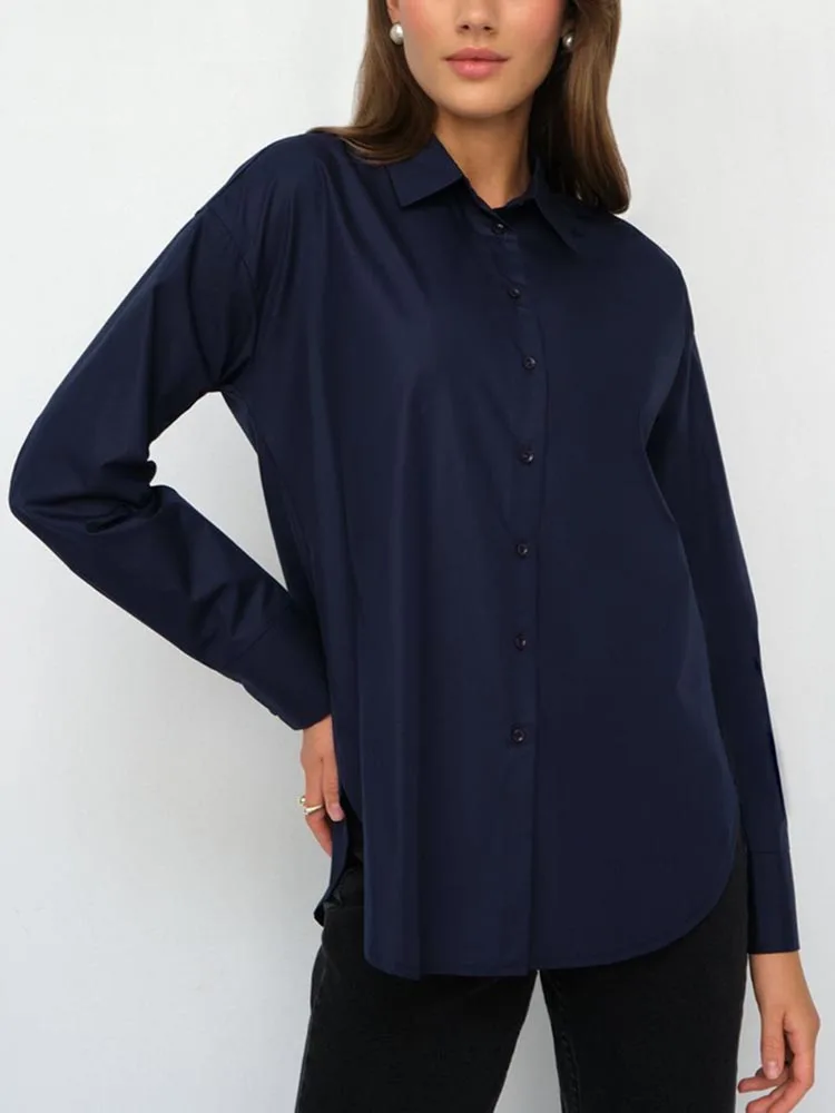 Women's Shirt Beautiful Cotton Oversized Candy Colors Shirts & Blouses Long SleevesSolid Green Blouses for Women Fashion 2026