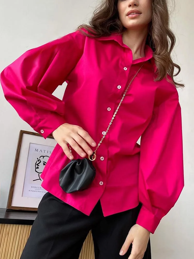 Women's Shirt Beautiful Cotton Oversized Candy Colors Shirts & Blouses Long SleevesSolid Green Blouses for Women Fashion 2026