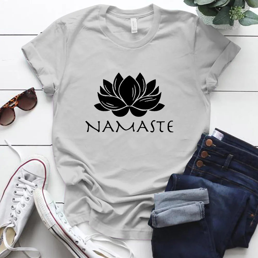 Namaste Letter Print Women T Shirt Short Sleeve O Neck Loose Women Tshirt Ladies Fashion Tee Shirt Tops Camisetas Mujer