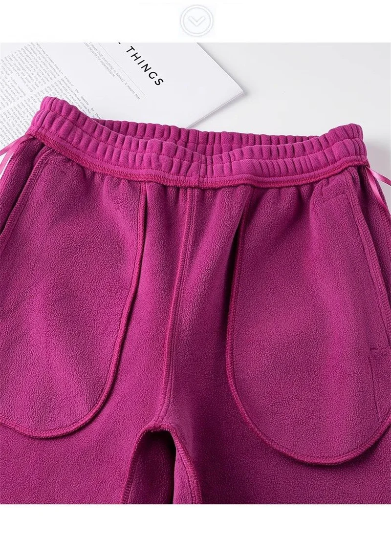 Casual Sweatpants Women's Fleece Thicken Straight Trousers Elastic Waist Streetwear Ladies Cotton Sport Pants Autumn Winter 2024