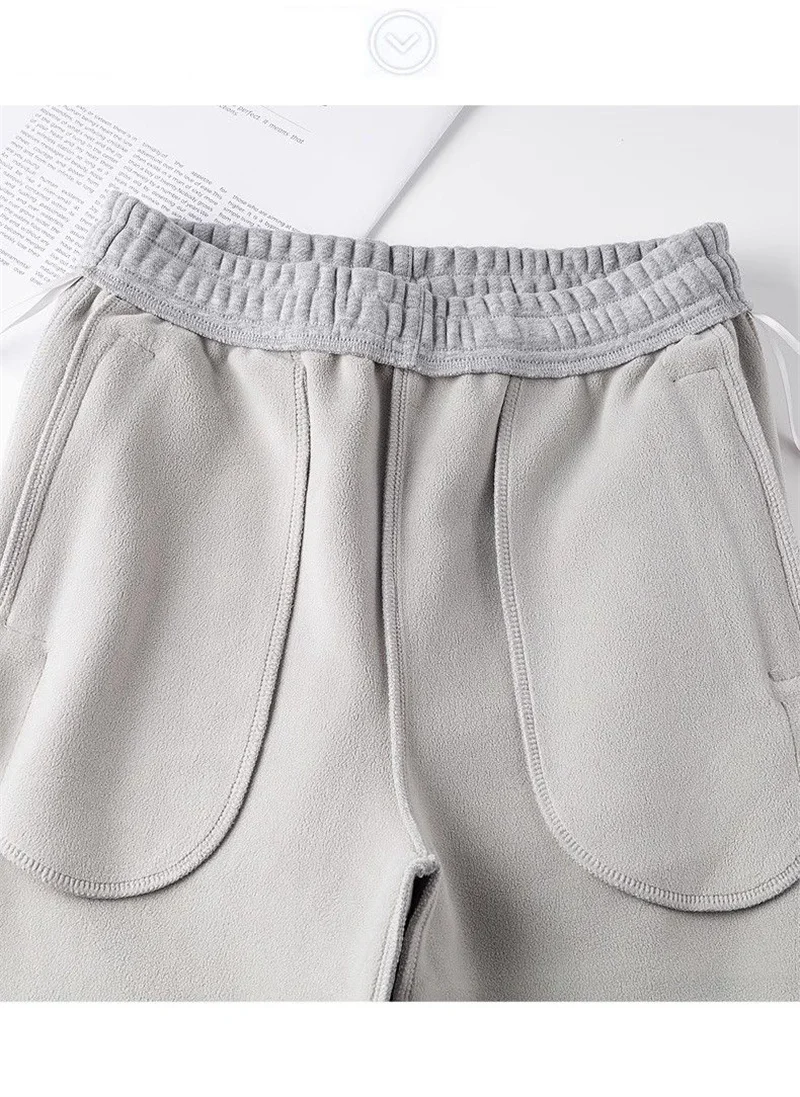 Casual Sweatpants Women's Fleece Thicken Straight Trousers Elastic Waist Streetwear Ladies Cotton Sport Pants Autumn Winter 2024