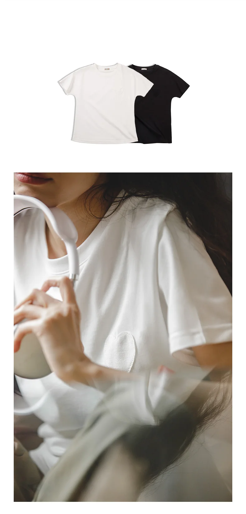 Maden Women's Japanese Style Tops Casual Ice Silk Cool T-shirt Summer Basic Round Neck Short Sleeve Top White Underlay Tees