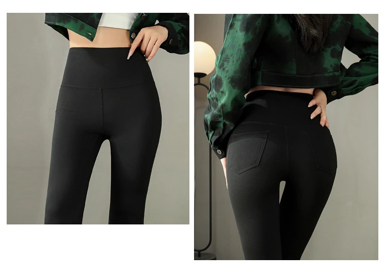 BIVIGAOS Fashion Back Pocket Shark Flared Pants Women Tight-Fit Sexy Slim High Waist Pants Push Up Sport Fitness Flare Leggings