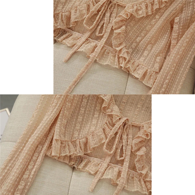 Women Summer Sun Protection Coat Lace Bow Ruffle Cardigan Shirt Female Blouse Tops for Woman Covers Blusa White Y2K Korean Tee