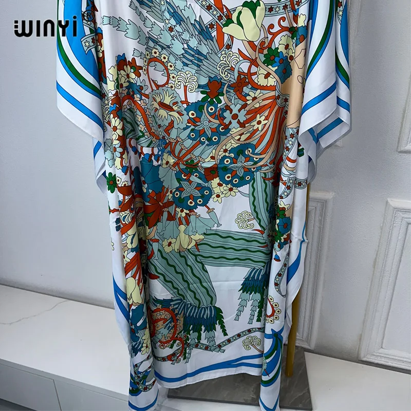 WINYI 2024 turkey dresses for women luxury boho new print muslim woman dubai Free Size Design Maxi Loose African Elegant Dress