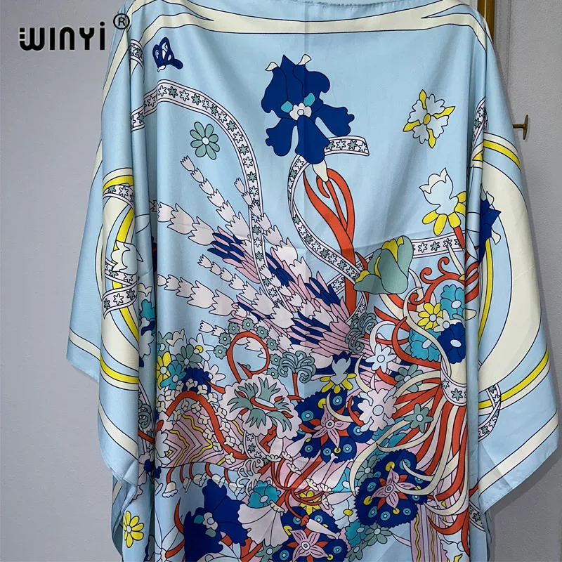 WINYI 2024 turkey dresses for women luxury boho new print muslim woman dubai Free Size Design Maxi Loose African Elegant Dress