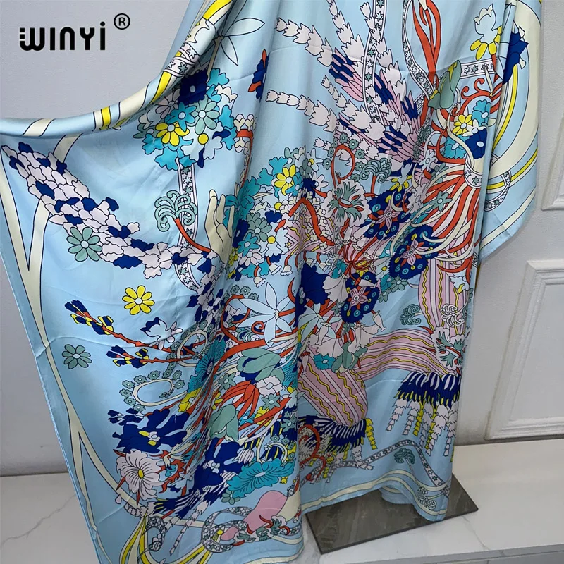 WINYI 2024 turkey dresses for women luxury boho new print muslim woman dubai Free Size Design Maxi Loose African Elegant Dress