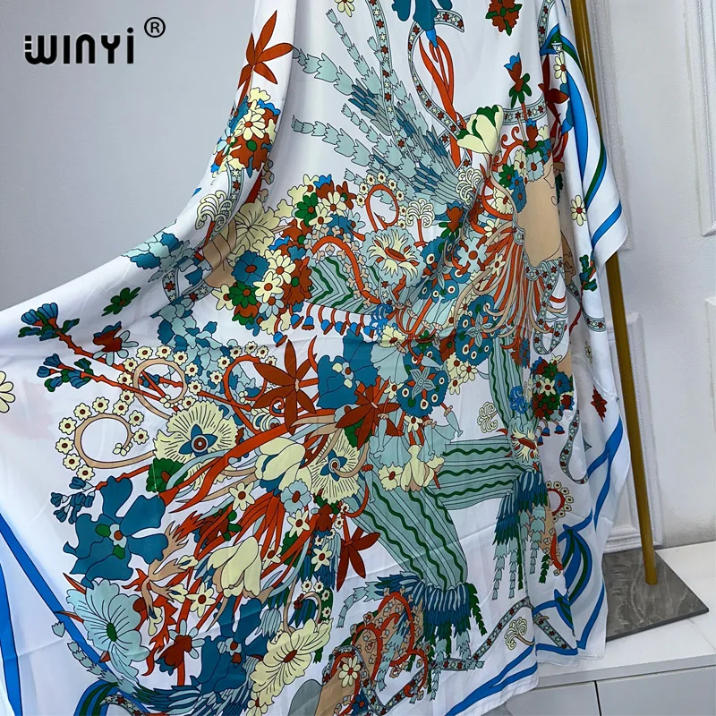 WINYI 2024 turkey dresses for women luxury boho new print muslim woman dubai Free Size Design Maxi Loose African Elegant Dress