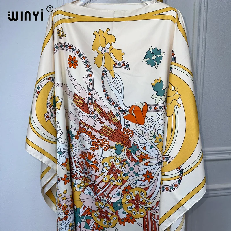 WINYI 2024 turkey dresses for women luxury boho new print muslim woman dubai Free Size Design Maxi Loose African Elegant Dress