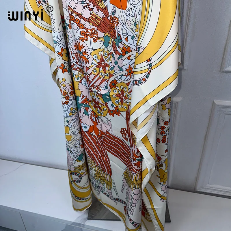 WINYI 2024 turkey dresses for women luxury boho new print muslim woman dubai Free Size Design Maxi Loose African Elegant Dress