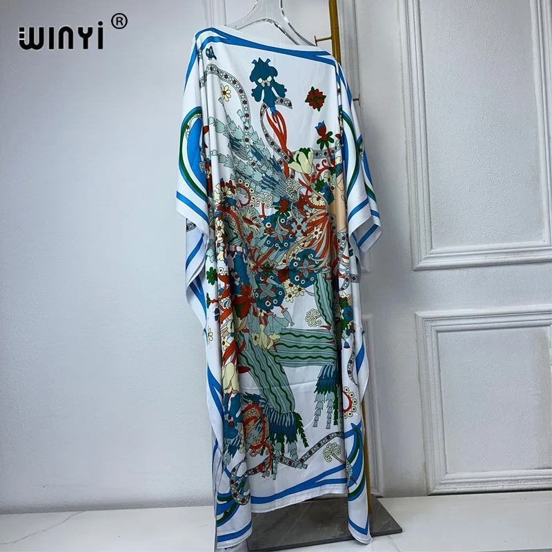 WINYI 2024 turkey dresses for women luxury boho new print muslim woman dubai Free Size Design Maxi Loose African Elegant Dress