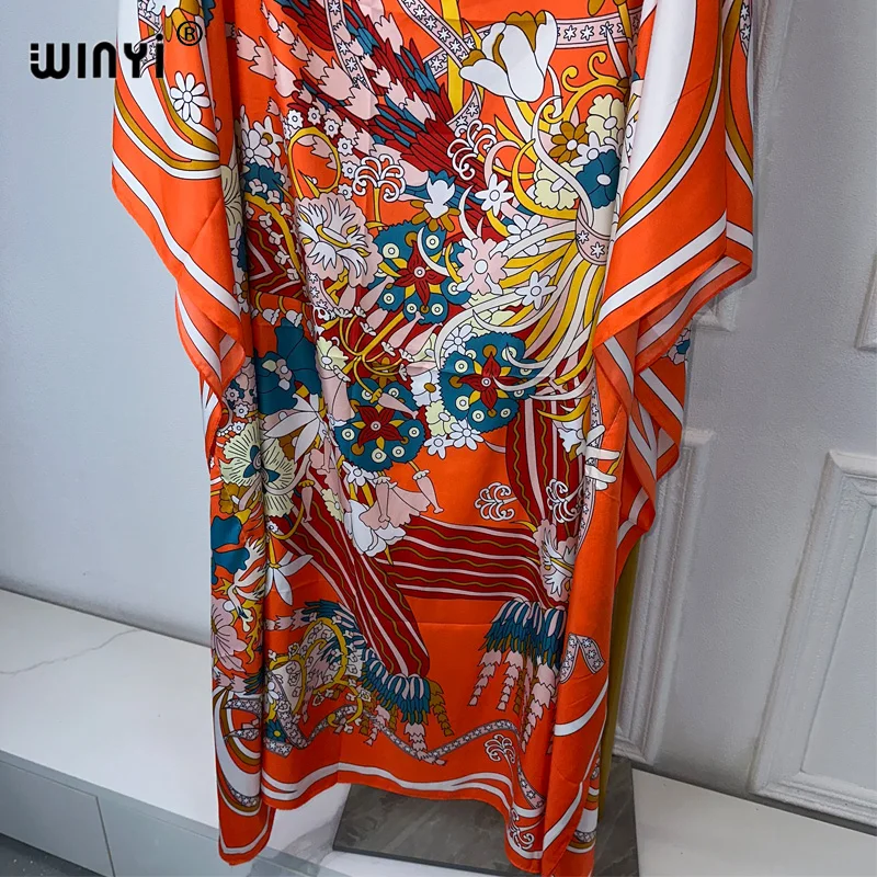 WINYI 2024 turkey dresses for women luxury boho new print muslim woman dubai Free Size Design Maxi Loose African Elegant Dress