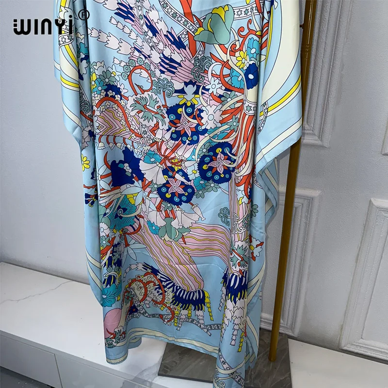 WINYI 2024 turkey dresses for women luxury boho new print muslim woman dubai Free Size Design Maxi Loose African Elegant Dress