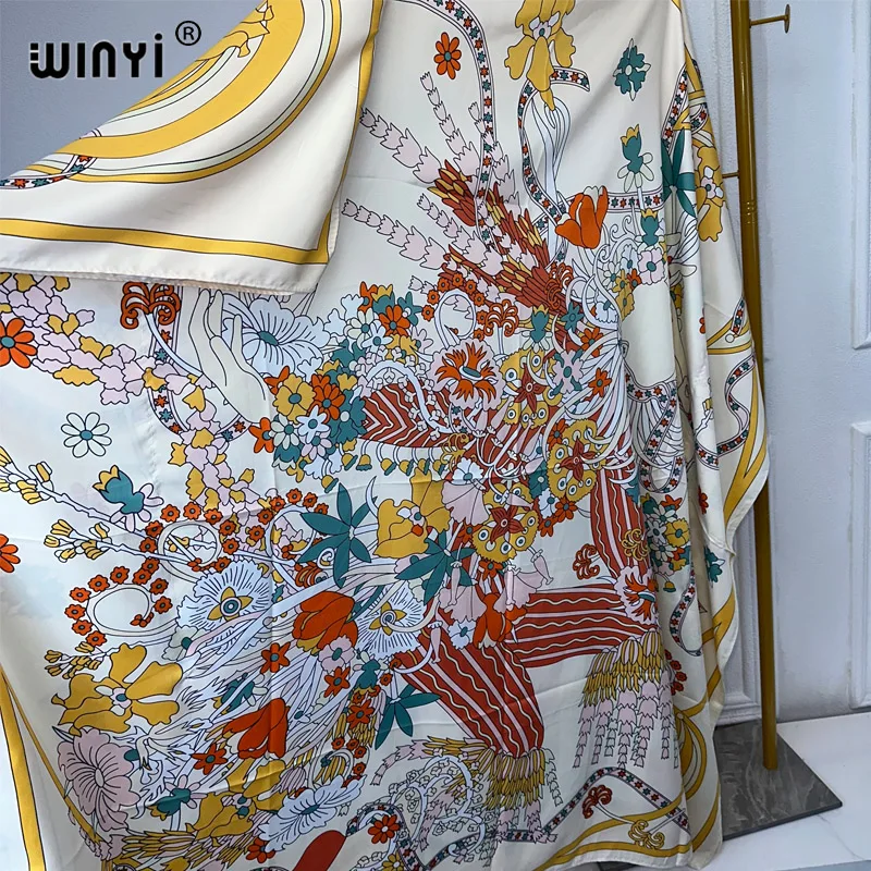 WINYI 2024 turkey dresses for women luxury boho new print muslim woman dubai Free Size Design Maxi Loose African Elegant Dress