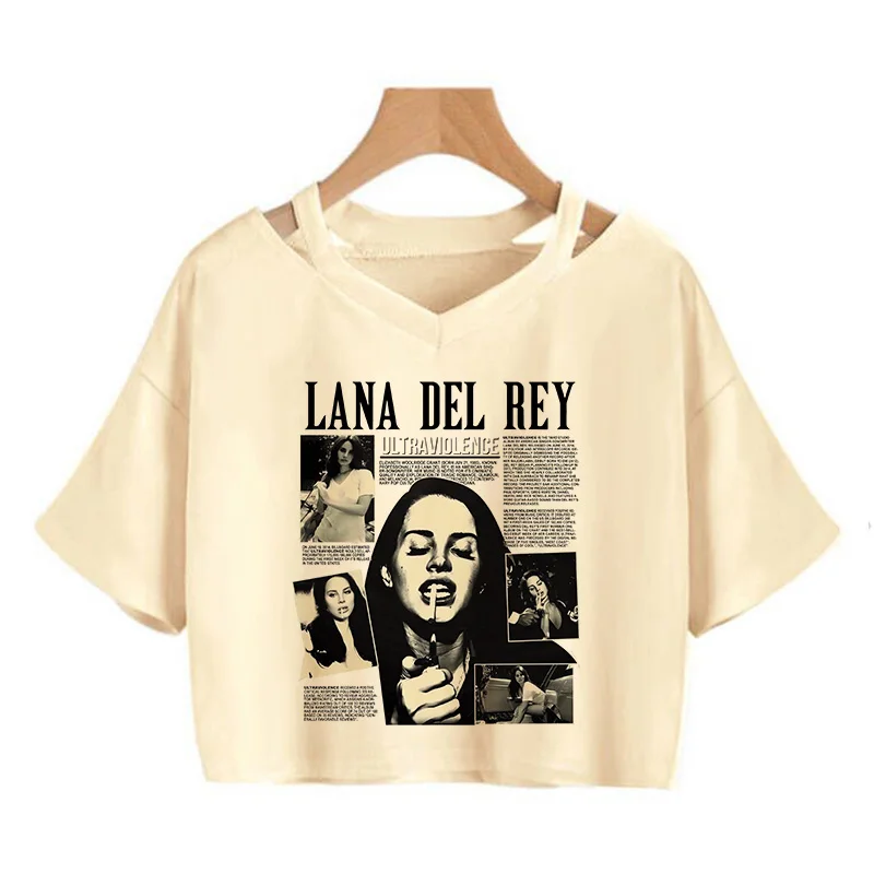 90s Y2k Funny Streetwear Crop Top Lana Del Rey Ldr Sailing T Shirt Cropped Women Vintage T-Shirt Female Tshirt