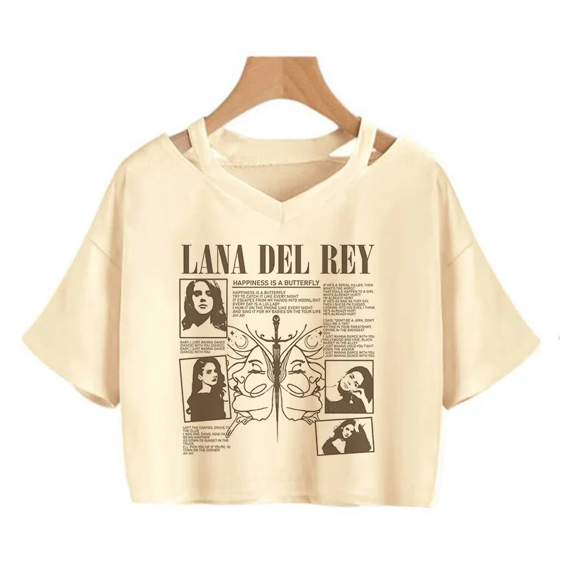 90s Y2k Funny Streetwear Crop Top Lana Del Rey Ldr Sailing T Shirt Cropped Women Vintage T-Shirt Female Tshirt