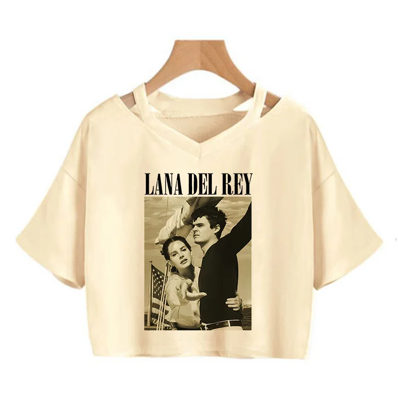 90s Y2k Funny Streetwear Crop Top Lana Del Rey Ldr Sailing T Shirt Cropped Women Vintage T-Shirt Female Tshirt
