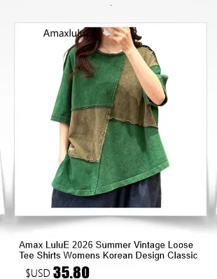 Amax LuluE 2026 Summer Chinese Clothes Womens Fashion Loose Vintage Cotton T-shirts Ladies Classic Casual O Neck Embroidery Tops