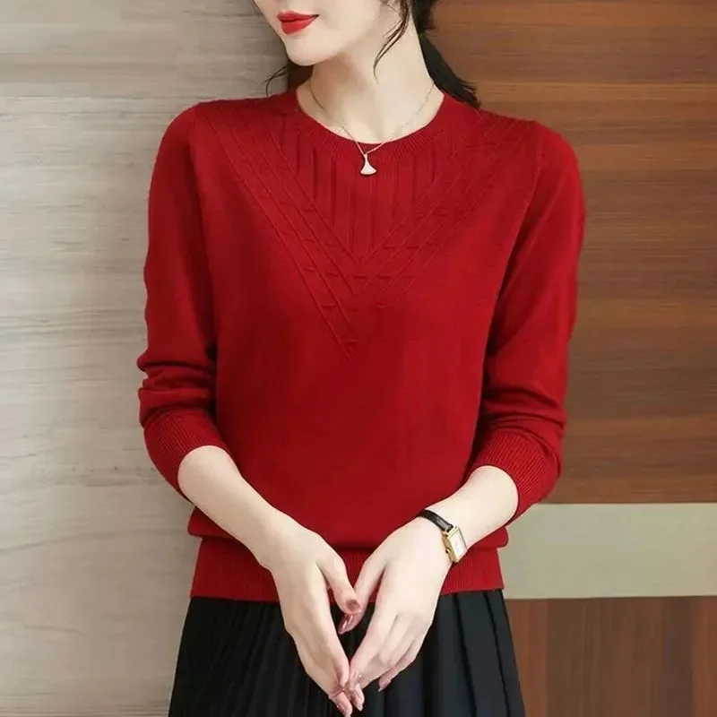 Women's Knitting Tops Autumn Winter 2025New Foreign Sweaters Mother's High Quality Loose Coat Slim Pullover Blouse Ladies Jacket
