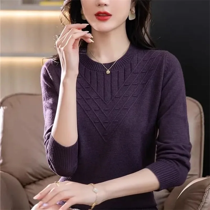 Women's Knitting Tops Autumn Winter 2025New Foreign Sweaters Mother's High Quality Loose Coat Slim Pullover Blouse Ladies Jacket