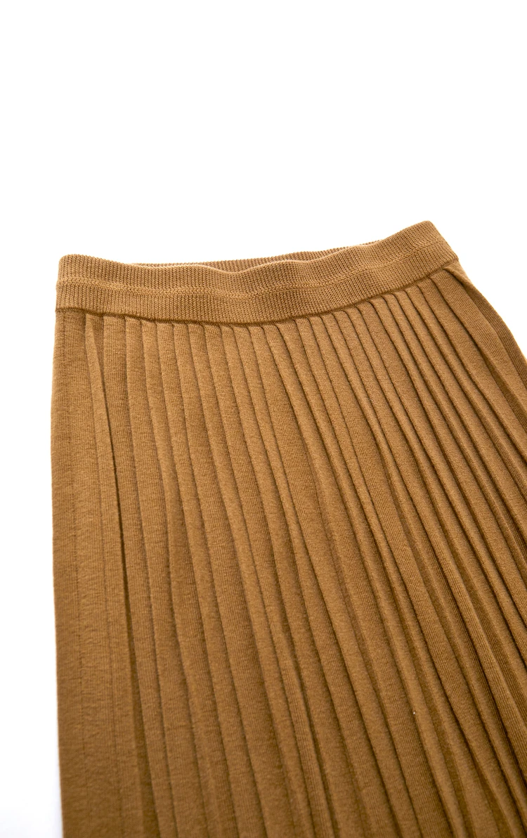 AMII Minimalist 2024 Pleated Skirt for Women Clothing Autumn New Loose Elastic Waist Knitted Ankle-length A-line Skirts 12323091