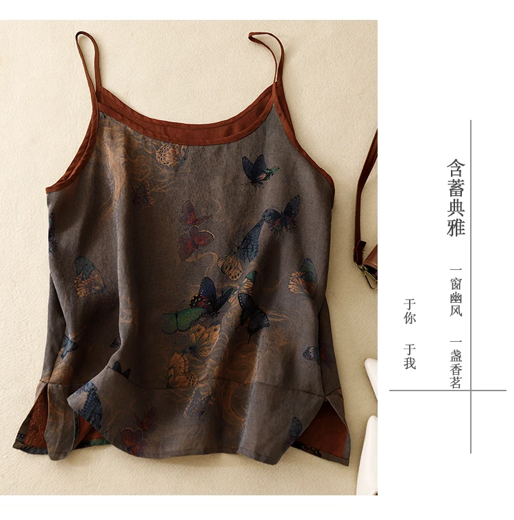 Chinese Style Women Casual Tanks Tops New Arrival 2024 Summer Vintage Print Basics Female Sleeveless Camis B3901