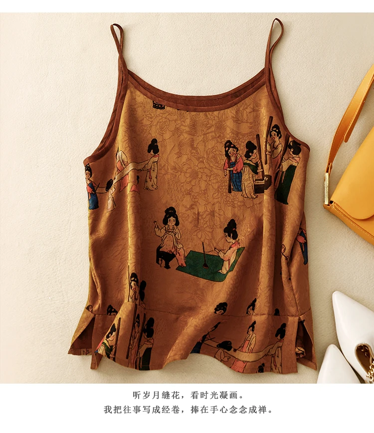 Chinese Style Women Casual Tanks Tops New Arrival 2024 Summer Vintage Print Basics Female Sleeveless Camis B3901