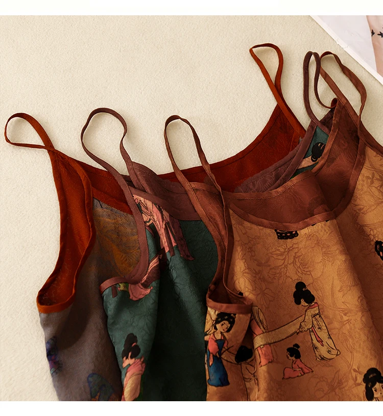 Chinese Style Women Casual Tanks Tops New Arrival 2024 Summer Vintage Print Basics Female Sleeveless Camis B3901